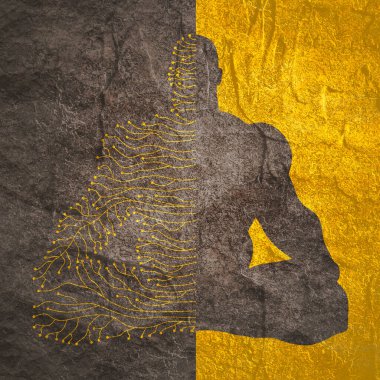 Nilüfer desenli çizgilerle boyanmış bir adam.