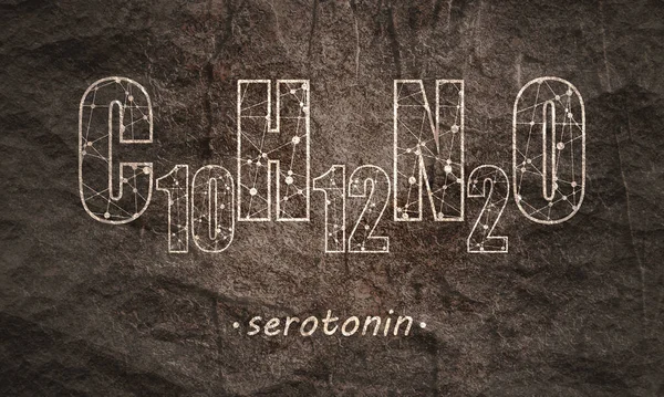 Φόρμουλα ορμόνη σεροτονίνη. Πέτρα υλικό grunge υφή — Φωτογραφία Αρχείου