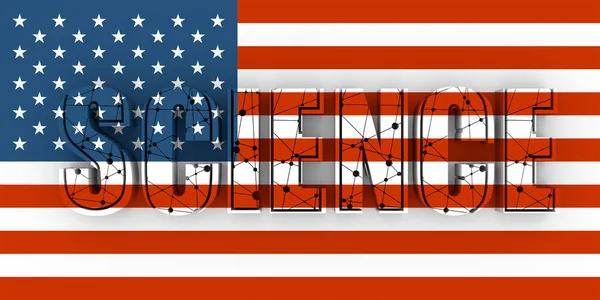 Ciência das palavras e bandeira nacional dos EUA — Fotografia de Stock
