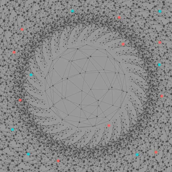 Puntos radiales conectados con líneas en forma de círculo. — Archivo Imágenes Vectoriales