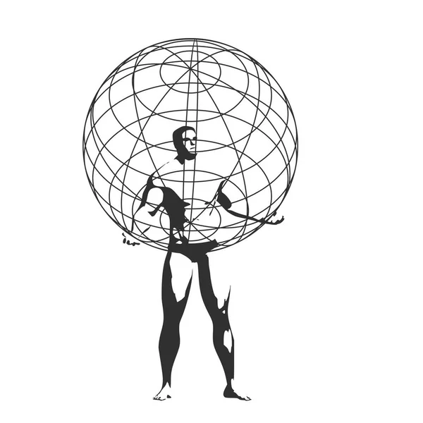 Homme tenant forme géométrique abstraite dans ses mains — Image vectorielle
