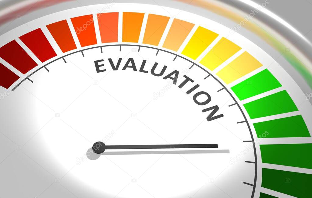 Evaluation level meter. Economic and social concept. 3D illustration