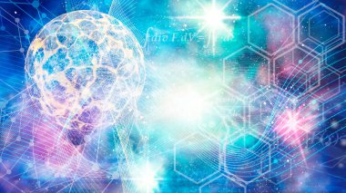 Noktalı çizgiler, derin uzay arkaplanı ile bağlı stil teknolojisi elementleri