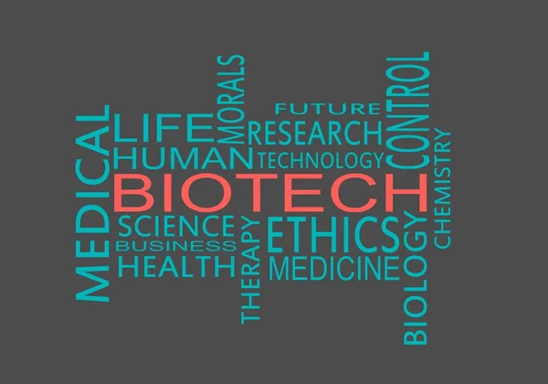 Biotekniska ord moln. Begreppet medicin och teknik — Stock vektor