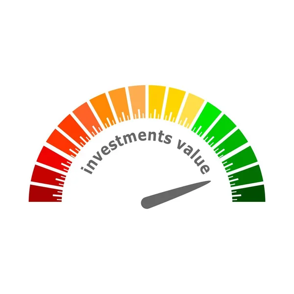 Panel abstracto del dispositivo de medición del valor de las inversiones — Vector de stock