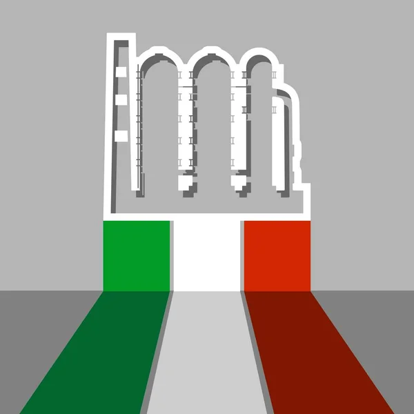 Factory industrial icon and flag of Italy — Archivo Imágenes Vectoriales