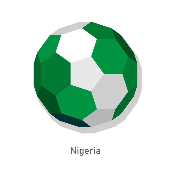 3D fotbalový míč s vlajkou nigerijského týmu. — Stockový vektor