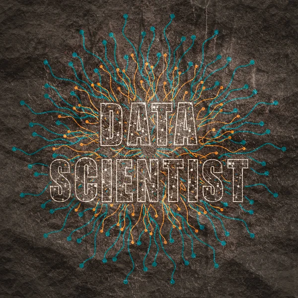 データ科学者のテキスト。点接続スタイルの線 — ストック写真