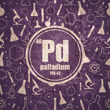 Paladyum kimyasal element. Periyodik tablo kavramı.
