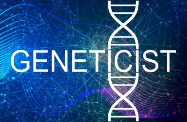 Soyut DNA sembollü genetik meslek kelimesi