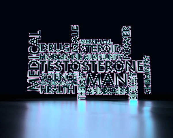 Hormone testosterone tags. Concept of science research