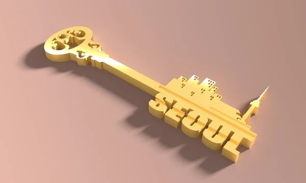 Ключ з баштою Намсан в Сеулі — стокове фото