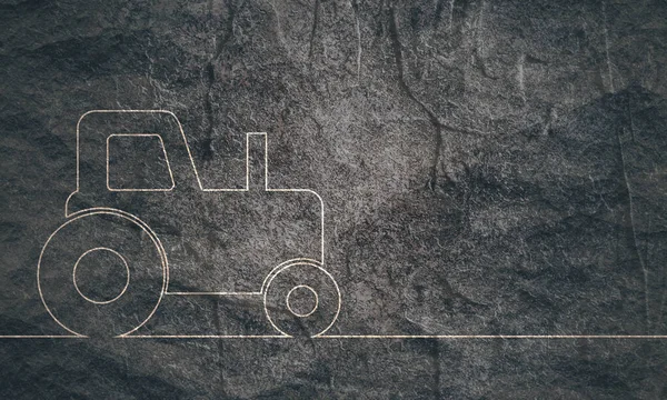 Абстрактный значок трактора. Каменная текстура гранжа — стоковое фото