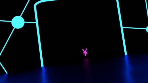 Moeda Yen japonês símbolo brilho néon — Vídeo de Stock