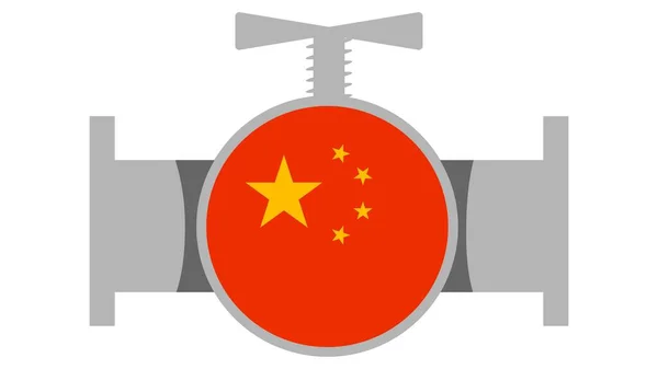 चीन ध्वज के साथ गैस पाइप वाल्व निकालें — स्टॉक वेक्टर