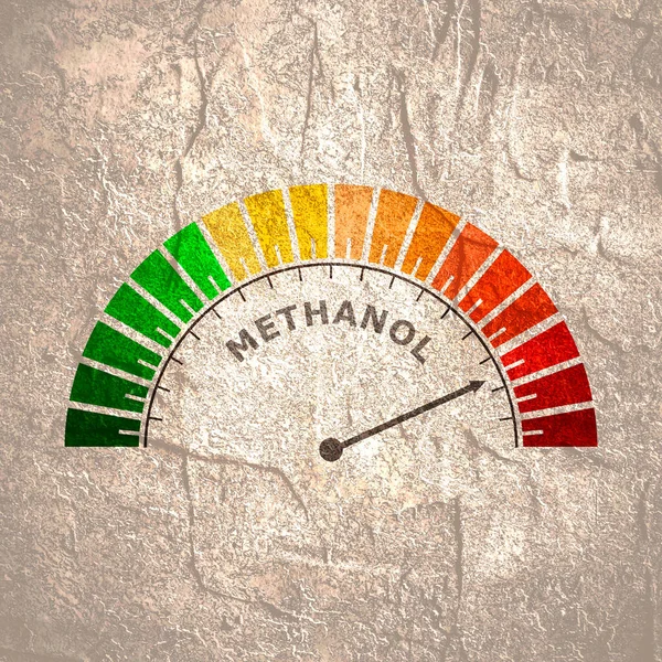 Methanol niveau schaal. Begrip geneeskunde en farmacie — Stockfoto