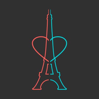 Paris 'teki Eyfel Kulesi. İnce satır biçimi simgesi