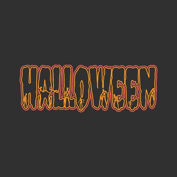 Halloween slovo a siluety zombie na nich — Stockový vektor