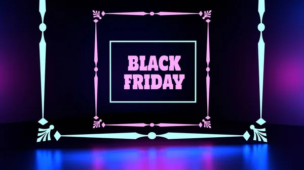 Black Friday lettering. Neon shine thin line text — Stock Photo, Image