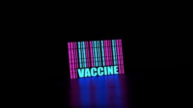 Aşı metni ve barkod. Neon ışığı