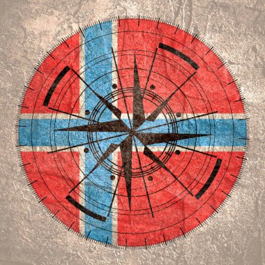 Geometri deseni ve ulusal bayrak üzerindeki pusula sembolü