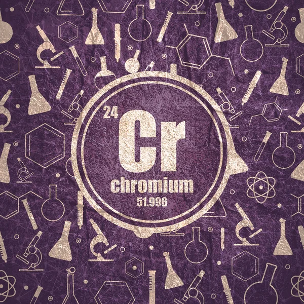 Élément chimique du chrome. Concept de tableau périodique. — Photo