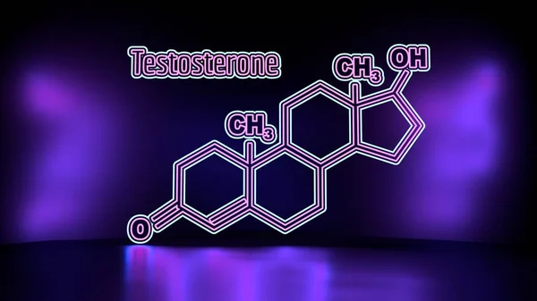 Hormona de fórmula testosterona. Ilustración de estilo de línea delgada —  Fotos de Stock