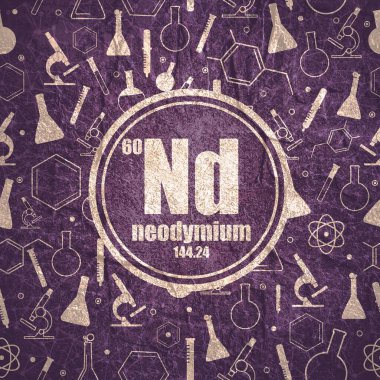 Neodimiyum kimyasal element. Periyodik tablo kavramı.