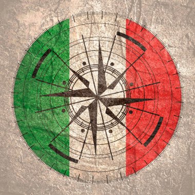 Geometri deseni ve ulusal bayrak üzerindeki pusula sembolü
