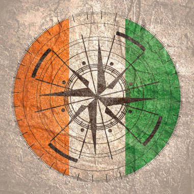 Geometri deseni ve ulusal bayrak üzerindeki pusula sembolü