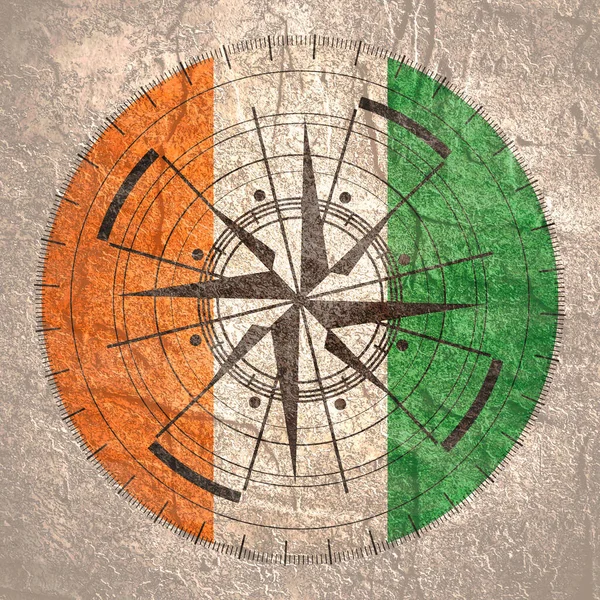 Geometri deseni ve ulusal bayrak üzerindeki pusula sembolü