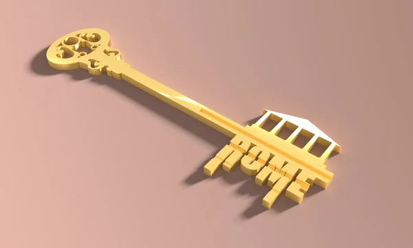 Schlüssel mit römischem Stadtnamen und antiken Tempelsilhouette — Stockfoto