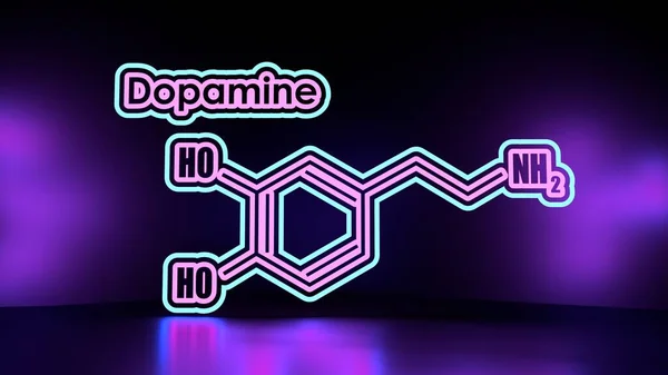 Hormona de fórmula dopamina. Ilustración de estilo de línea delgada — Foto de Stock
