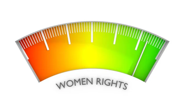 Medidor de nível de direitos das mulheres. Conceito de movimento feminista. Ilustração 3D — Fotografia de Stock