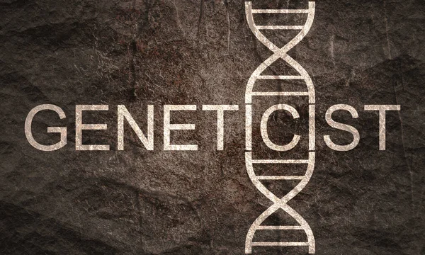 Genetikernas yrkesord med abstrakt DNA-symbol — Stockfoto