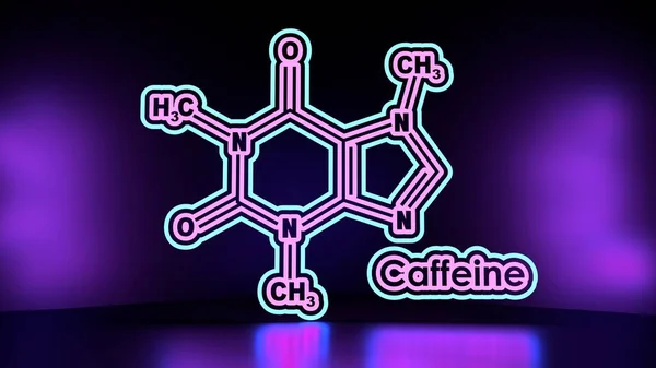 Μοριακός τύπος καφεΐνης. Λεπτή γραμμή στυλ εικονογράφηση — Φωτογραφία Αρχείου