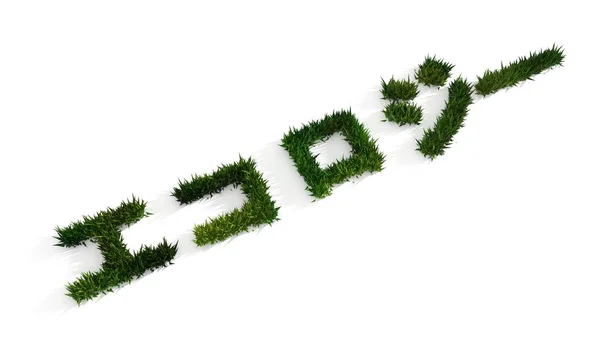 3d green grass covered ecology word by Japanese language — Stock Photo, Image