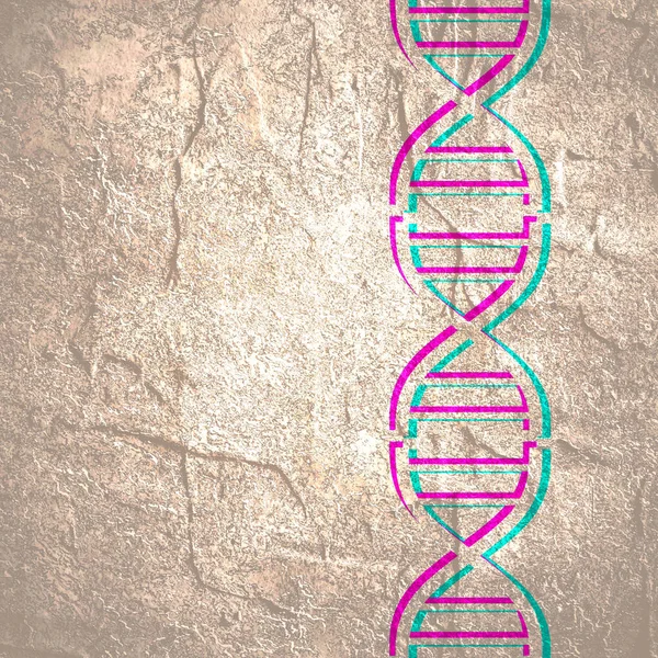 Begreppet biokemi med abstrakt DNA-symbol i förvrängd glitch stil — Stockfoto