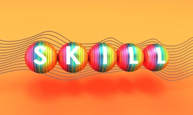 Yetenekli metin. Profesyonel meslek konsepti. 3B illüstrasyon