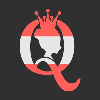 Avusturya bayrağıyla ortaçağ kraliçe profili