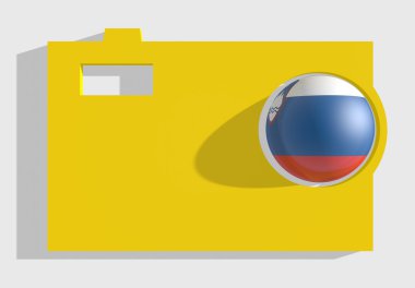 Sarı fotoğraf kamera büyük simgesi ve Slovenya bayrağı