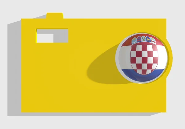 Желтая фотокамера большая икона и хорватский флаг — стоковое фото
