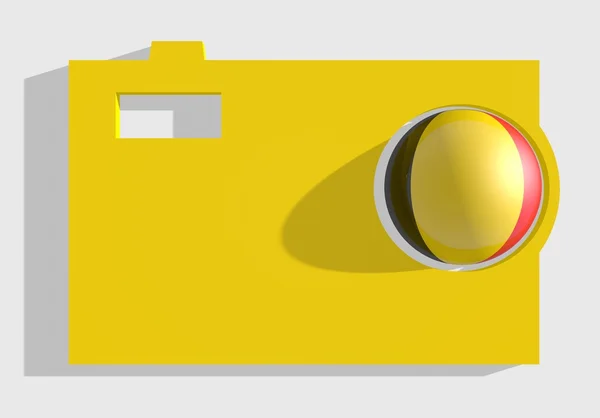 Yellow photo camera big icon and belgium flag — Stock Photo, Image