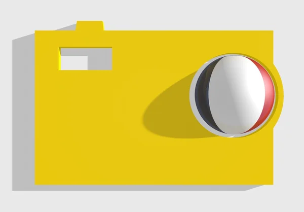 Yellow photo camera big icon and france flag — Stock Photo, Image