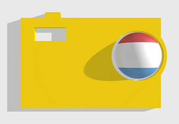 Yellow photo camera big icon and luxembourg flag — Stock Photo, Image