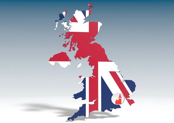 Great britain 3d outline map — Stock Photo, Image