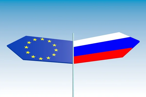 Politic problem between russia and europe union relative background — Stock Photo, Image