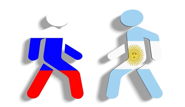 Argentinien und Russland politische Relativplakat — Stockfoto