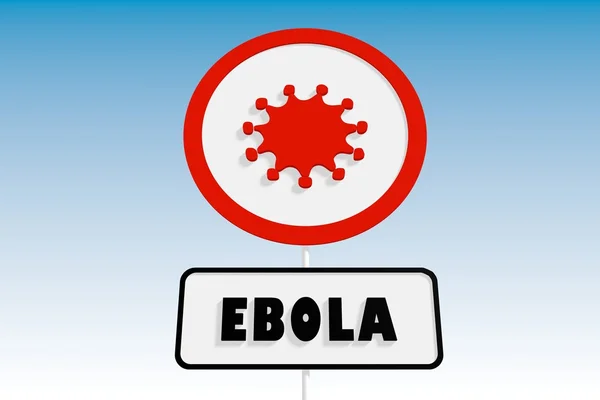 Ebola Text auf Stopp-Verkehrsschild — Stockfoto