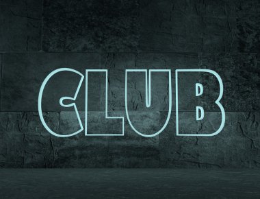 Neon Parlatıcı club metin ile beton bloklar boş oda